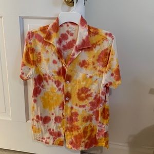 J Crew Casual Shirt Yellow Pink/Red
